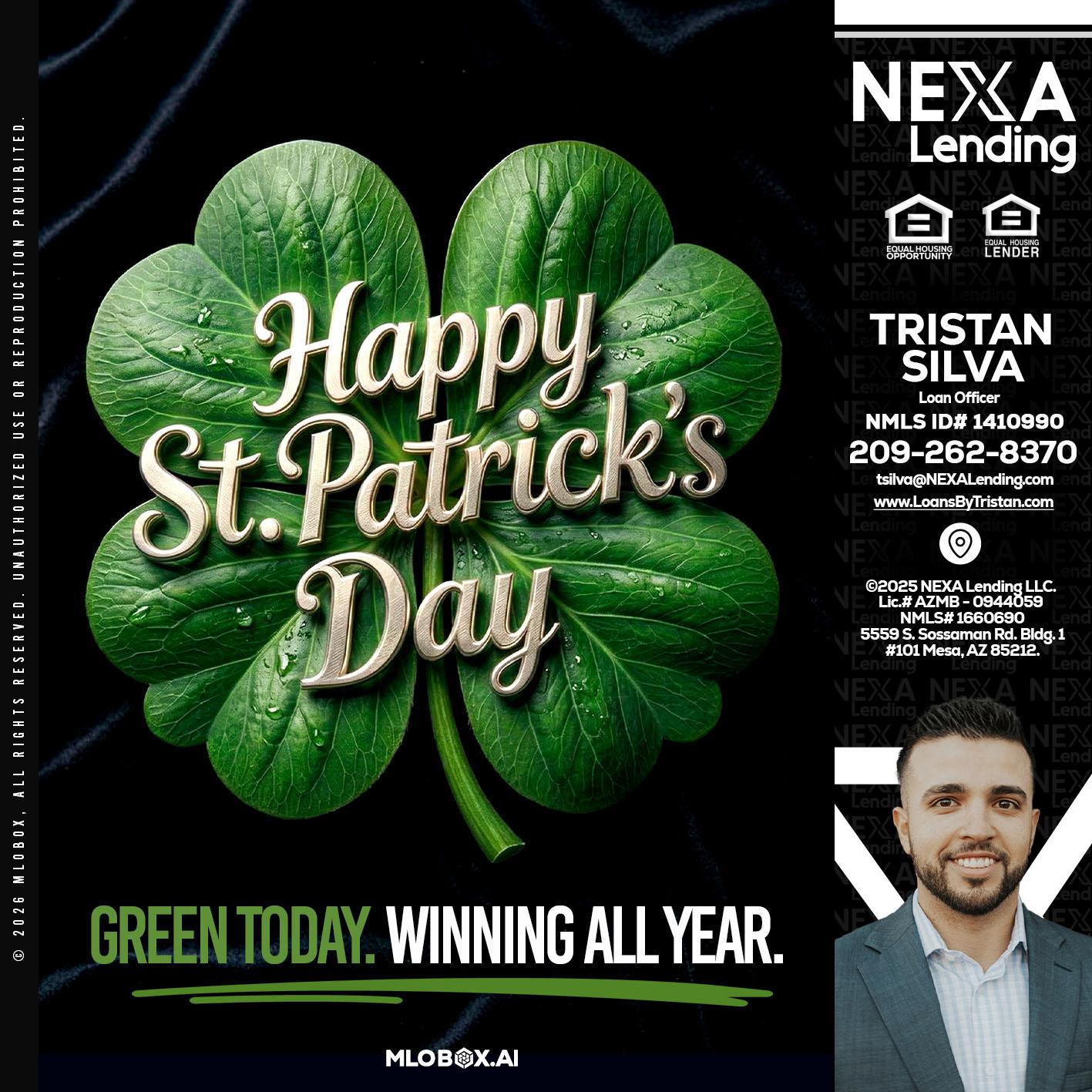 happy st. Patricks day - Tristan Silva -Loan Officer