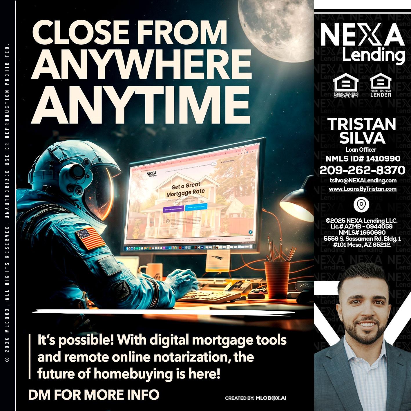 CLOSE FROM - Tristan Silva -Loan Officer