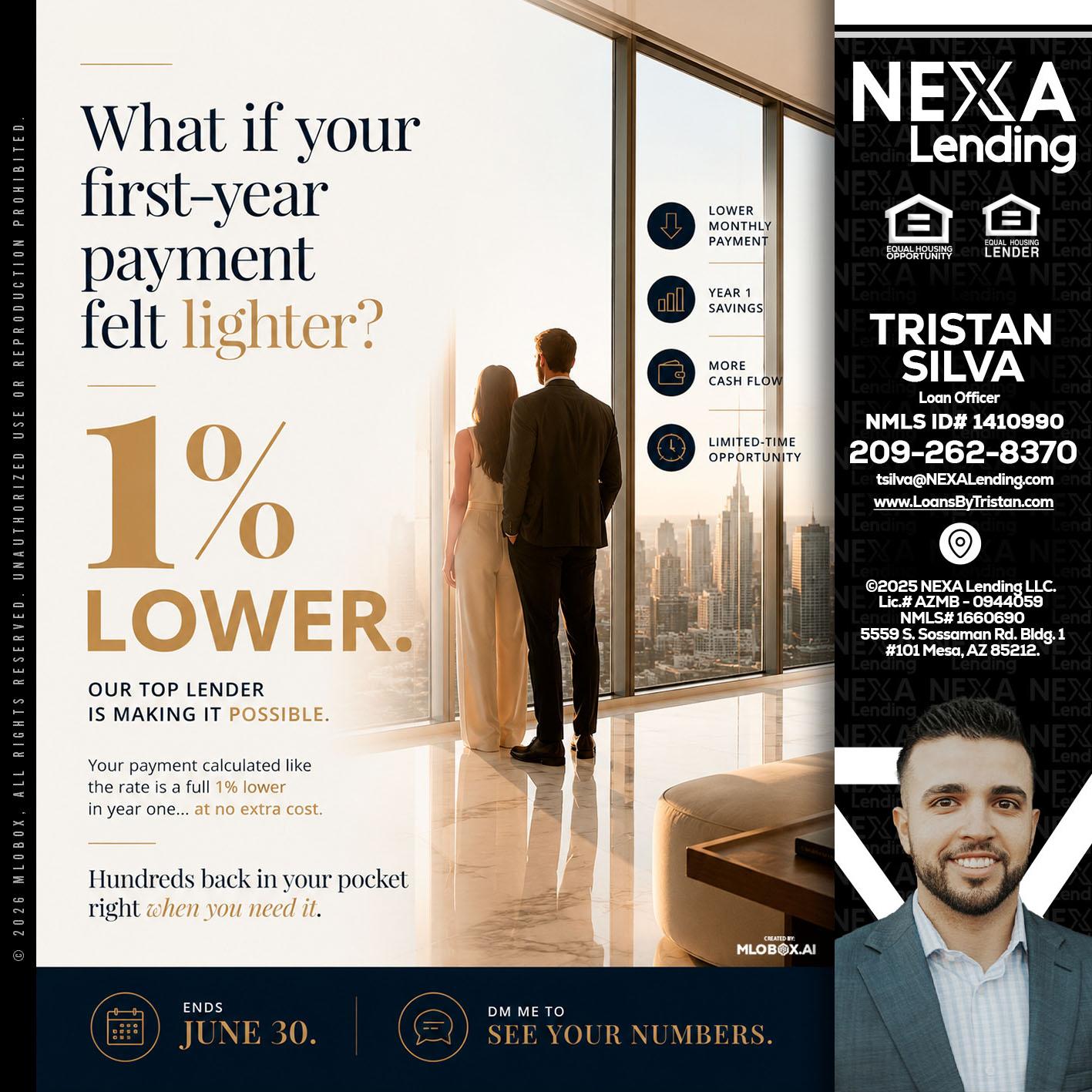 1% lower - Tristan Silva -Loan Officer