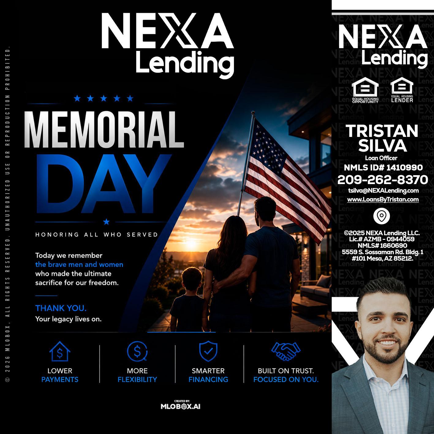 MEMORIAL DAY - Tristan Silva -Loan Officer