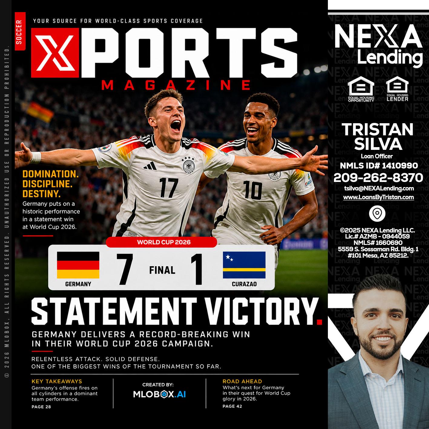 GERMANY VS CURASSAO (7-1) - Tristan Silva -Loan Officer